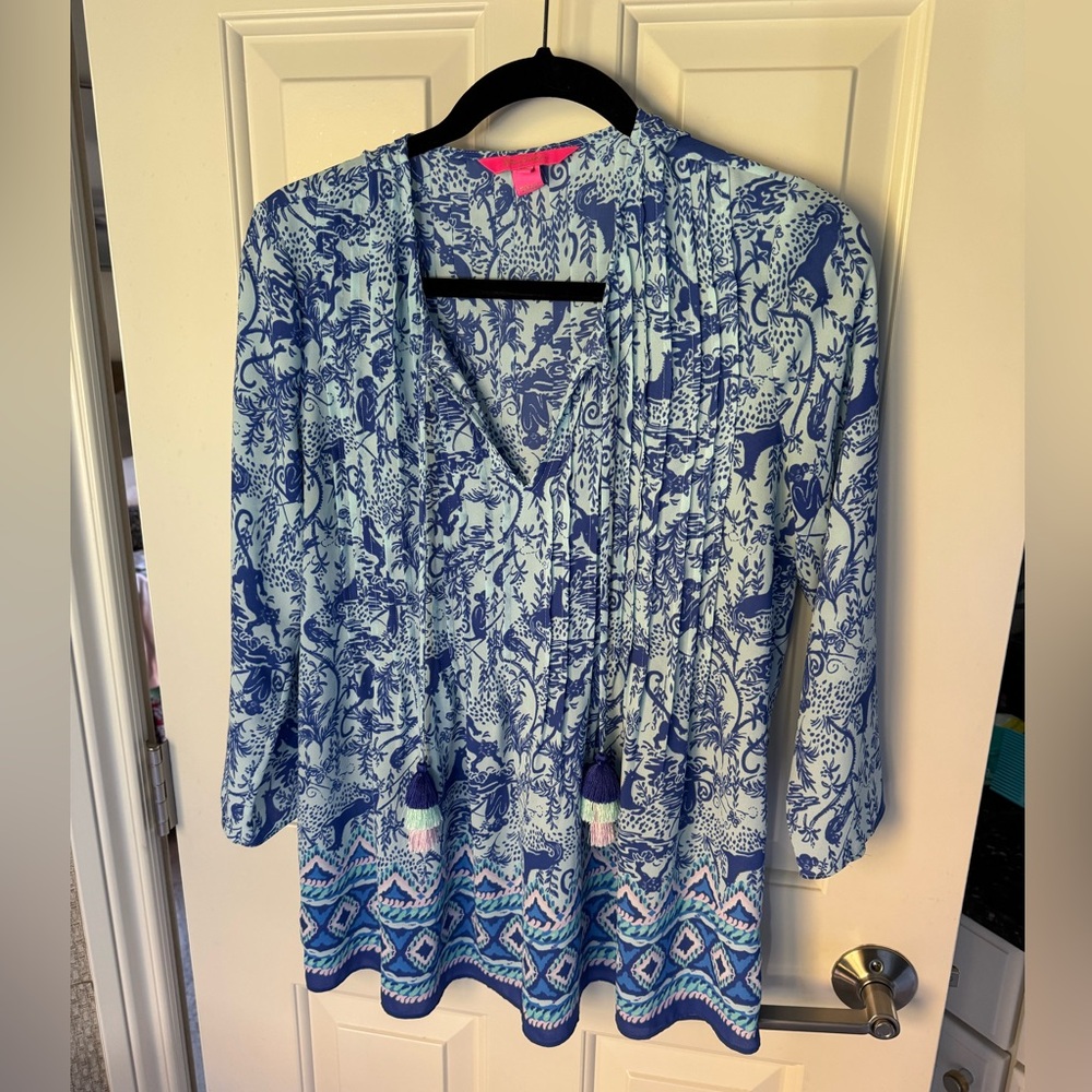 Lilly Pulitzer / Marilina Tunic Top / Shoreline Blue Safari / Size Small